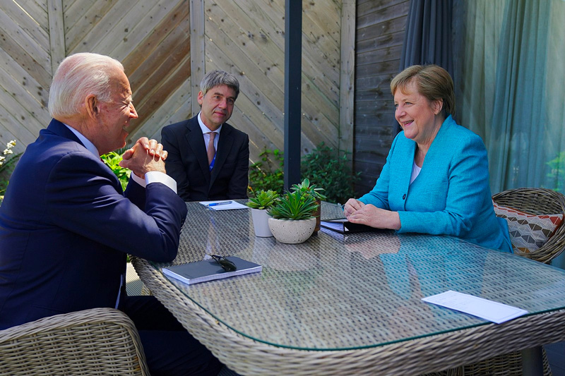 Cornwall Summit with Joe Biden and Angela Merkel, photo courtesy of Wikipedia